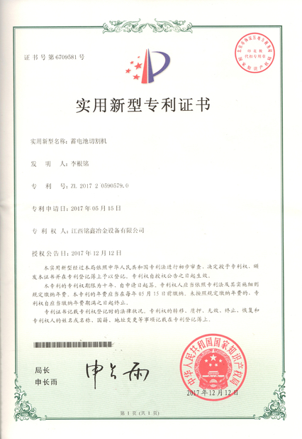 Porcellana Jiangxi Mingxin Metallurgy Equipment Co., Ltd. Certificazioni